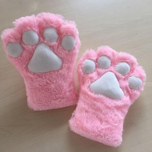 Cute Cat Kitten Paw Claw Warm Gloves Anime Cosplay Plush Gloves Halloween Party Accessories Plush cat Fluffy Bear Cat Paw Gloves