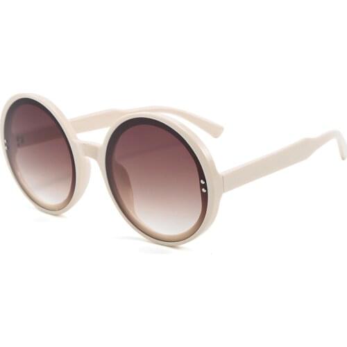 Fashion Vintage Round Sunglasses Women 2021 Luxury Brand Designer Big Frame Rivet Gradient Sun Glasses For Female Ladies UV400