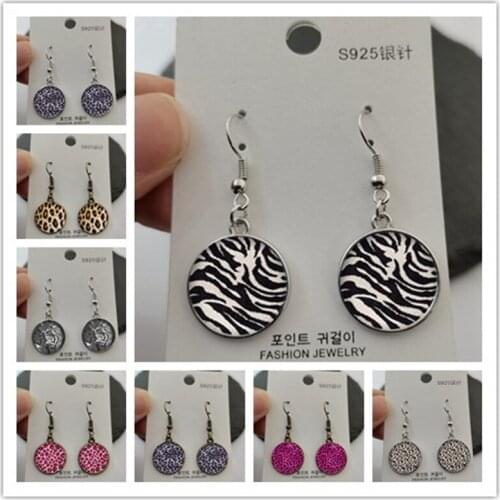 Fashion Jewelry Vintage Leopard Earrings Round Glass Handmade Earrings Girl Jewelry Girls Birthday Party Decoration Gift