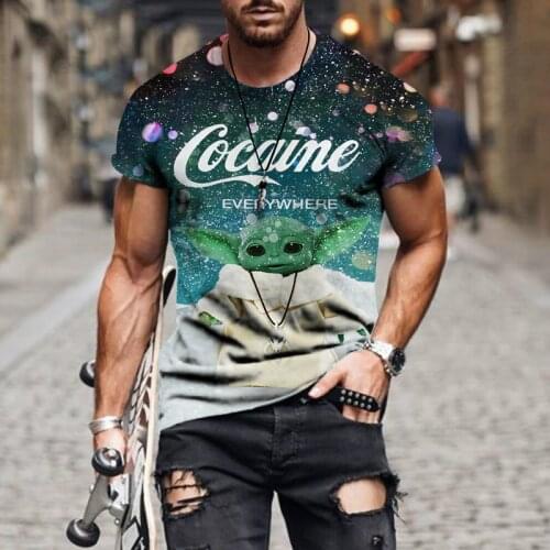 2021 mens 3d printed t-shirt mens digital snow cat print sports short-sleeved European and American explosive loose casual
