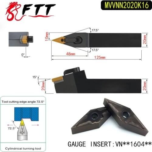MVVNN2020K16 72.5 Degrees External Turning Tool Holder For VNMG160404 VNMG160408 Used on CNC Lathe Machine