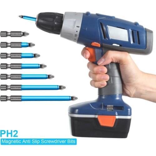 7pcs Magnetic Anti Slip Screwdriver Bits PH2 Phillips Driver Bit Set With Magnetic 1/4" Hex Shank Fits Hand Electric Drill Drive