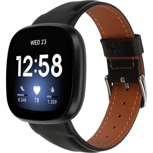 Genuine Leather Bands Compatible for fitbit versa 3 sense band men women strap for fitbit versa sense watchband Smart Watch belt