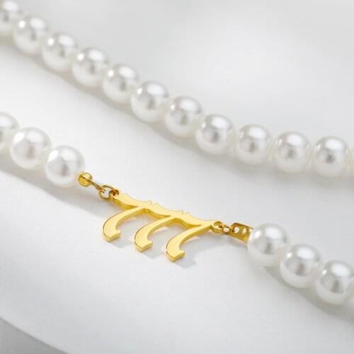 Pearl Angel Number Necklaces For Women Gold Stainless Steel Devil 111 222 333 444 555 666 Pendant Necklace Goth Jewelry 2021 BFF