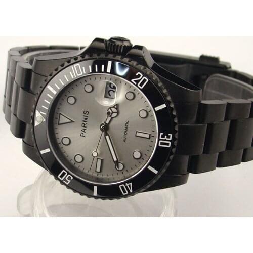 Parnis 40mm Ceramic Bezel sapphire glass automatic mens pvd watch 1006