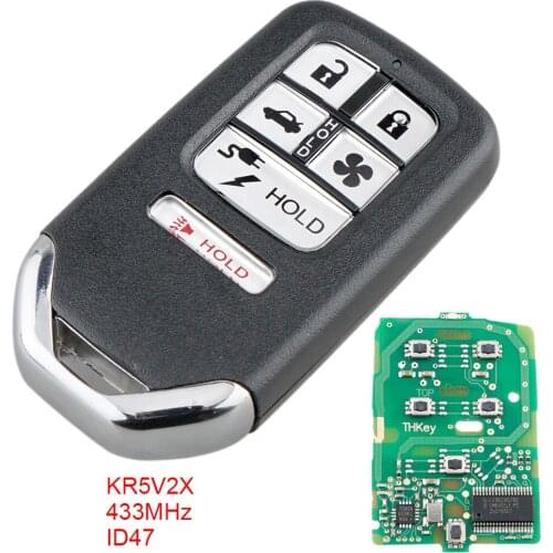 433Mhz FSK 6 Buttons Smart Remote Car Key Fob with ID47 Chip KR5V2X Keyless Entry Transmitter Auto Key for Honda Clarity 2018