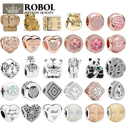 PBD ZZ 23 925 Silver Charm with Original Carved High Version Exquisite Rose Gold Crystal Charm charms for Women Fine Jewelry