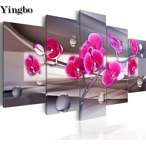 Full Square Round Drill 5D DIY Diamond Painting orchid 5pcs sets Diamond Embroidery Mosaic Cross Stitch Diamond Mazayka