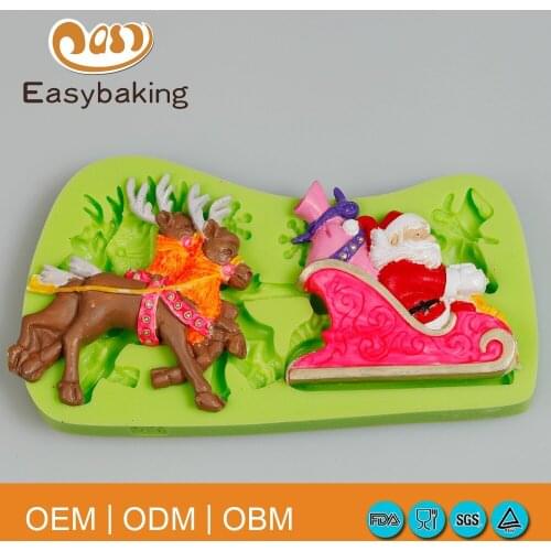 Silicone Baking Tools Santa Claus and Elk Design Fondant Cake Decoration Molds Candy Chocolate Art Mould