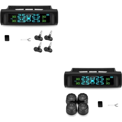 Solar Tpms Car Tire Pressure Alarm Monitoring System Automatic Alarm System Tire Pressure Temperature Warning