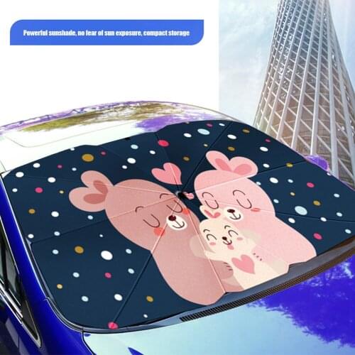 Foldable Car Windshield Sunshade Film Support More Stable Front Windshield Comfortable Rabbit Sunshade Car Exterior