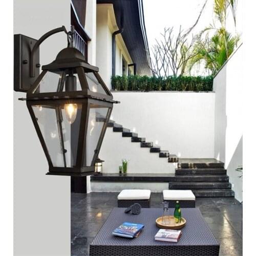 Glass wall lamp loft retro American aisle wall light villa bar nostalgic industrial wrought iron wall sconce Door light LO7277