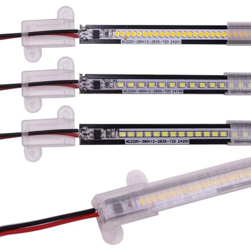 5PCS LED Bar Light Profile AC220V 2835 8W 30cm/40cm/50cm 72LED Clear Cover LED Fluorescent Tubes Cabinet Kitchen Light