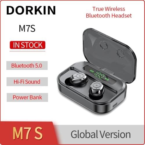DORKIN M7S Bluetooth 5.0 Earphones Waterproof Wireless Earbuds HIFI Headset Touch Control TWS 3D Stereo Headphones LED Display