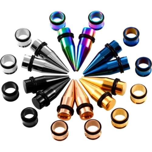 Utimtree Wholesale 36P Stainless Steel Ear Gauges Plugs And Tunnels Stretching Kits Flesh Tunnel Expansion Body Piercing Jewelry