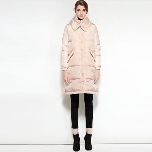 Women newest large lapel long duck down jacket female fashion loose warm down coat lady European and American down clothes