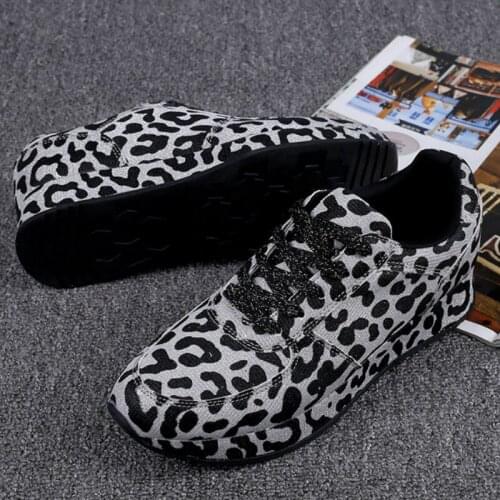 Women Fashion Sneakers Shoes Spring Autumn Leopard Pattern Design Fabric Comfortable Casual Sneakers Flats Shoes Women R3-26