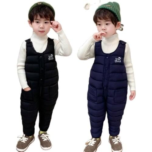 Winter Children Warm Overalls Autumn Girls Boys Thick Pants Baby Girl Jumpsuit For 1-5 years High Quality Kids Ski Down Overalls