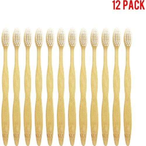 12 Pieces White Bristles Bamboo Toothbrush Wood toothbrush Novelty Bamboo soft-bristle Capitellum Bamboo Fibre Wooden Handle