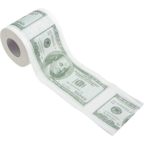 1 Roll 2 Ply NEW Novelty Funny 100 Dollar Money Printed WC Bath Funny Toilet Paper Tissue Bathroom Supplies Gift FOR Home