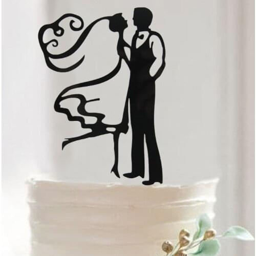 100pcs/lot Creative bride and groom design wedding cake inserted card Wedding Cake Topper Party Cake Decorations