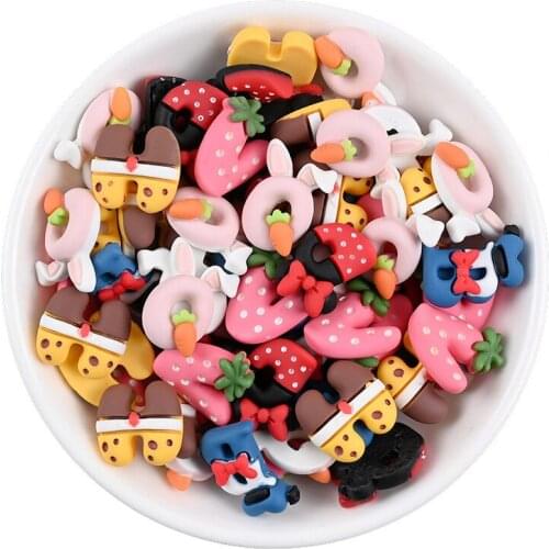 20Pcs Cute Artificial Resin Cartoon letters Scrapbooking Cabochons DIY Craft Supplies Jewelry Accessories flatback Embellishment