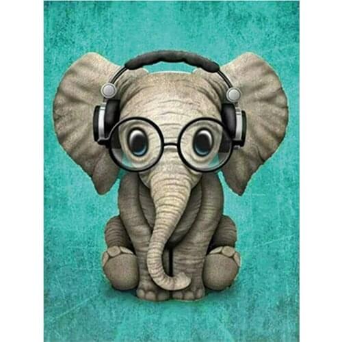 5D DIY Diamond painting Cartoon Glasses Elephant Diamond Embroidery Full Cross Stitch Rhinestone Mosaic Home Decor Handmade Gift