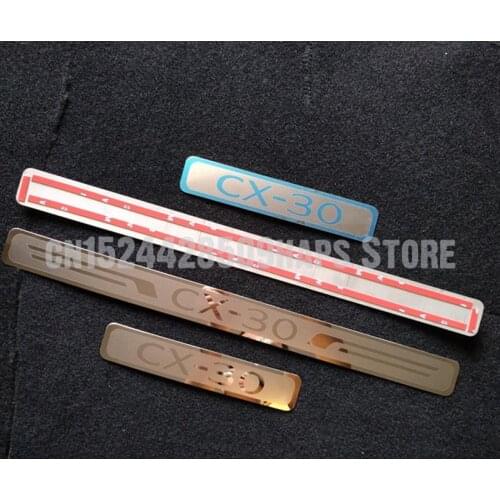 Auto Accessories For Mazda CX-30 CX30 Door Sill Pedal Stainless Steel Sticker Strip Protectors Car Styling Guard 2019 2020 4pcs