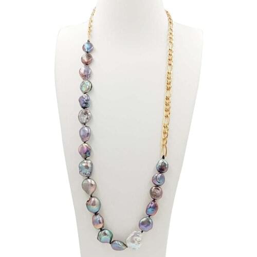 Free shipping,70-120 CM,100% FRESHWATER PEARL LONG NECKLACE- in Baroque shape pearl ,stainless steel chain ,knotted pearl beads