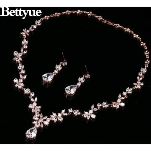 Bettyue Brand Fashion Style Jewelry Sets AAA Zircon Two Colors Personality Bridal Jewelry Sets For Woman Wedding Charm Gift