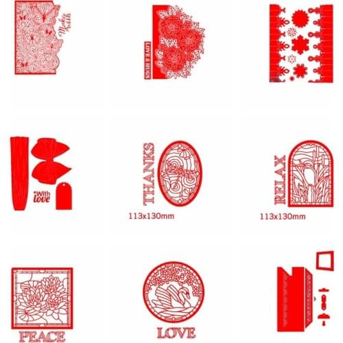 Flower Frame Phrases Bow Shape Metal Cutting Dies Stencil Scrapbook Album Embossing For Gift Card Making Handcrafts Decor