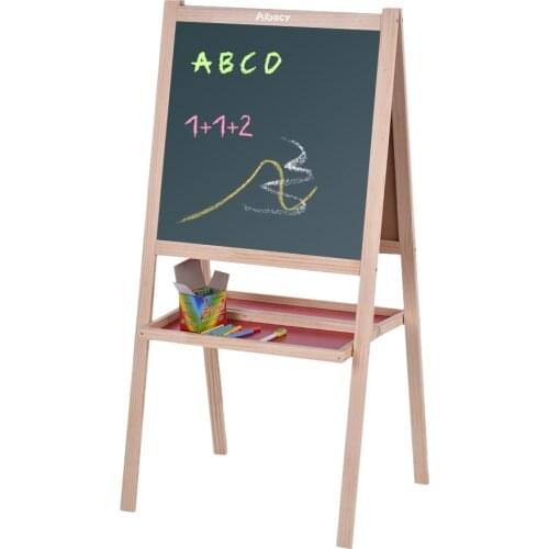 Wooden Foldable Art Easel Chalkboard White Drawing Board Dual-sided Magnetic Educational Board with Storage Tray Kids Gift 2018