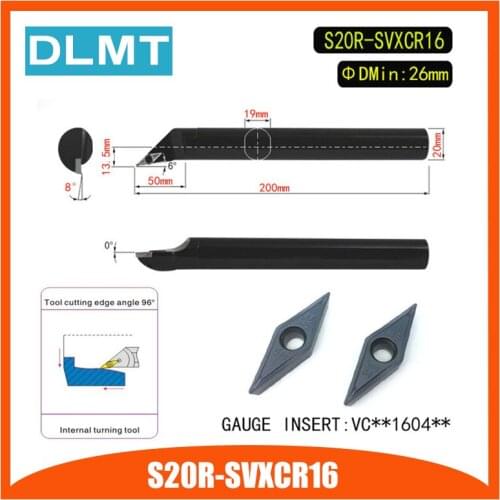 S20R-SVXCR16 96 Degrees Internal Turning Tool Holder For VCMT160404 VCMT160408 Insert Internal Boring Bar Lathe Machine