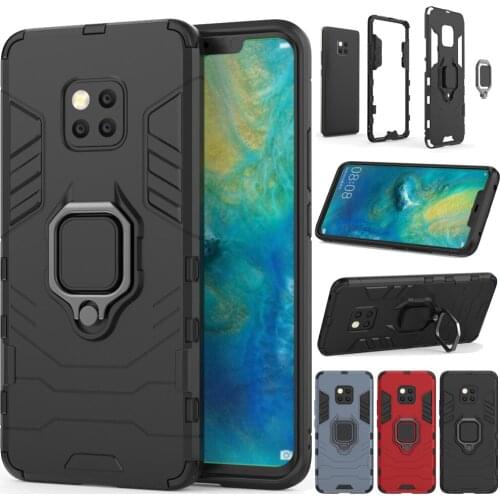 Dual Layer Magnetic Ring Armor Case Shockproof Protective Soft TPU & Hard Back Kickstand Cover For Huawei Mate 20 / Mate 20 Pro