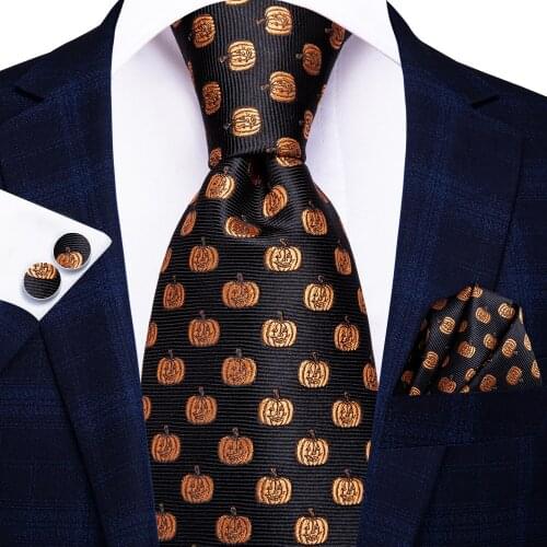 Hi-Tie Black Gold Novelty Silk Wedding Tie For Men Fashion Designer Handky Cufflink Set For Men Necktie Business Party Dropship