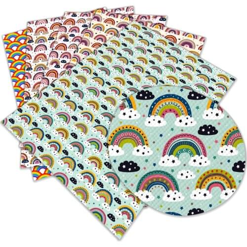 Rainbow Printed Artificial Faux Leather 22 cm x 30 cm for Fabric Sewing DIY Bag Shoes Material L161 L162