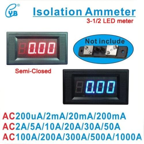 YB5135AI Isolation Meter AC LED Digital Current Meter Ampere Meter 200mA 10A 20A 50A 100A Micro Ammeter Milli Amp Meter ICL7107