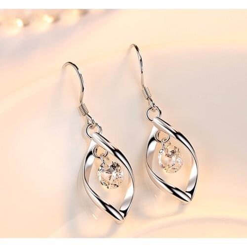 Exquisite Zircon Drop Earrings For Women Temperament Twist Silver Color Brincos Earing Brinco Earring Oorbellen Pendientes Arete