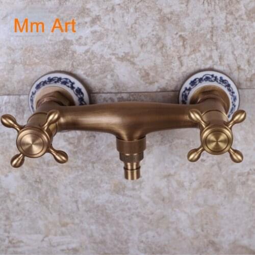 Copper Washing Machine Faucet Hot and Cold Washing Machine Faucet Retro Faucet Antique Water Dragon