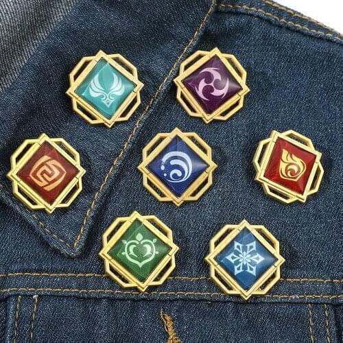 Genshin Impact Account Metal Pins Eyes of God Element Vision Badge 2021 Fashion Women Men Jewelry Brooches Gifts For Fans