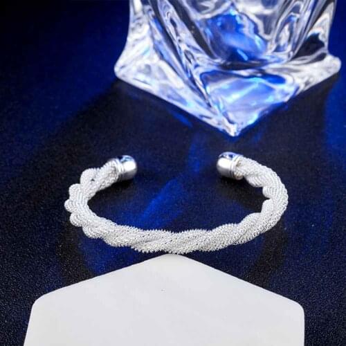 Fashion Jewelry Trendy Silver/Gold Bangle Women Gift Simple Twist Net Cuff Bangle Fashion Bracelet For Women Jewelry
