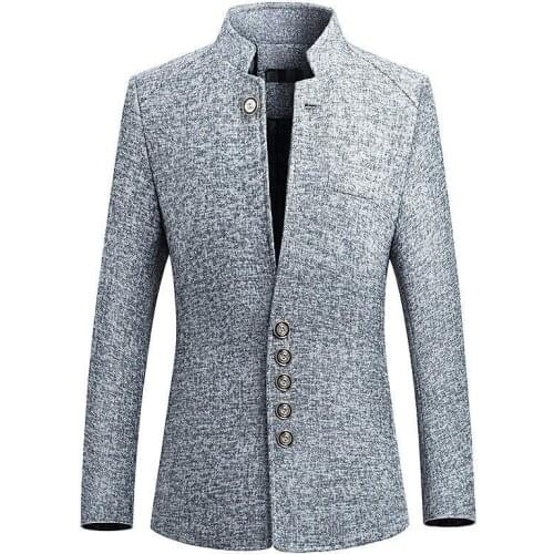 Mens Retro Stand Collar Casual Suits Jacket Men Business Blazers Men Large Size Jackets Coat M-5Xl Kjsl581