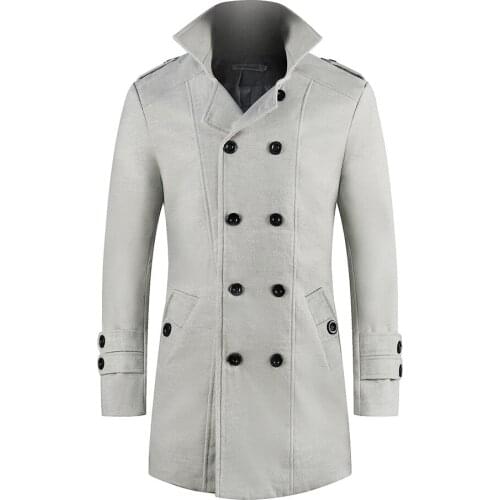 2021 Men Wool Blends Coats Autumn Winter New Solid Color High Quality Mens Wool Coats Luxurious Wool Blends Coat Male