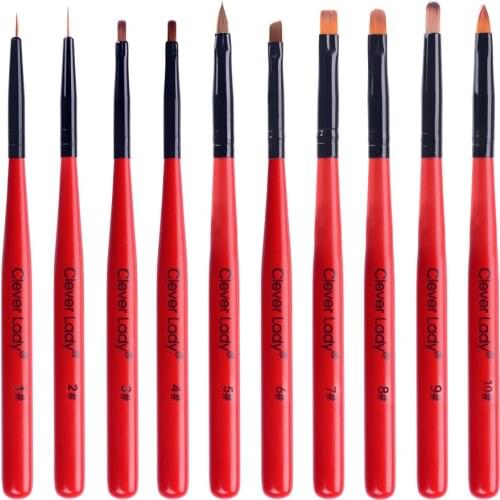 Clever Lady 10pcs nail art brushes set painting pen drawing line dotting uv color gel polish decoration nail design
