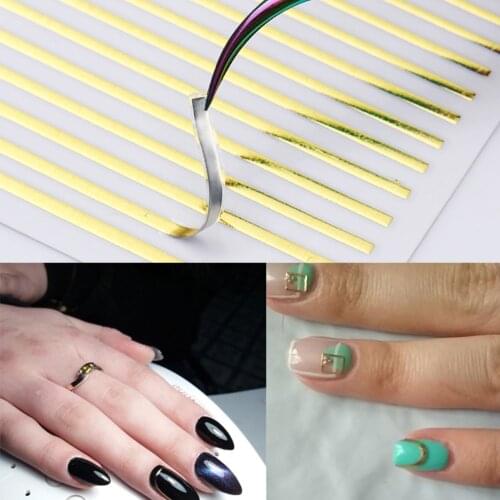 Hot sale 9x8cm Nail Sticker Stripe Lines Tape 3D Adhesive Decoration DIY Decal easy to use