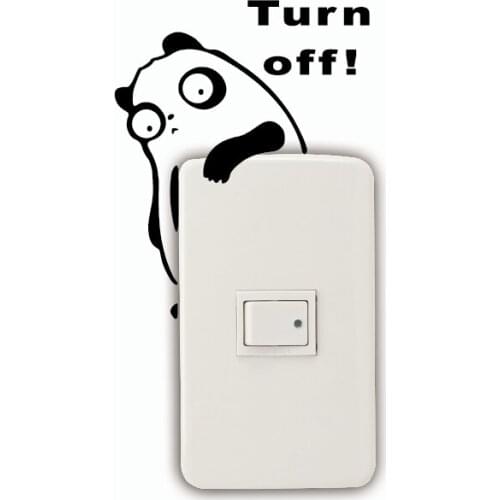 Panda-18 Cute Turn off Panda Switch Sticker Cartoon Animal Vinyl Wall Sticker for Kids Room Home Wallpaper