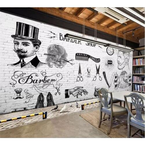 Retro personality fashion senior wallpaper barber shop backdrop decoration papel de parede 3d wallpaper papier peint