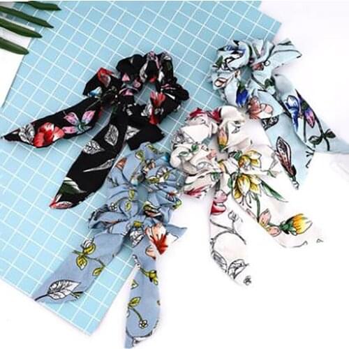 DIY Bow Knotted Streamers Hair Ring, New Fashion Classical Girls Ponytail Elastic Headband Hair Band Ribbon Accessories