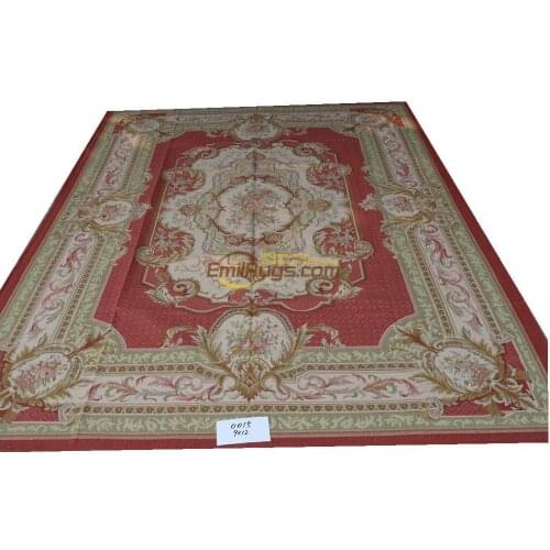 Wool aubusson rugs room en 274CMX366CM 9 'X 12' 0015gc156aubyg6