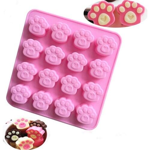 Cute Pet Cat Dog Paws Silicone Mould Non-stick Ice Molds Trays Reusable Baking Mold for Chocolate Cake Candy Cupcake Biscuits